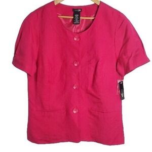 NWT Y2K East 5th Linen Blend Pink Button Up Light Jacket Blazer Size Large